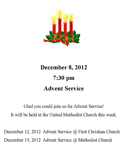 Advent Service schedule